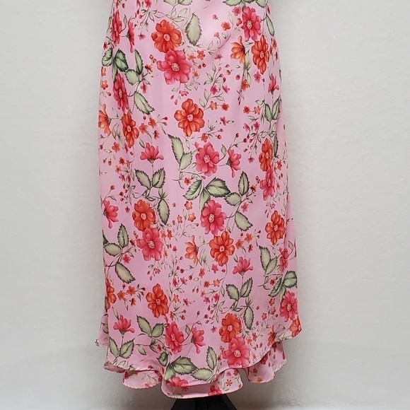 VINTAGE White Stag Orange Pink Floral Tiered Short Sleeve Maxi Summer Dress 12 - Picture 11 of 12